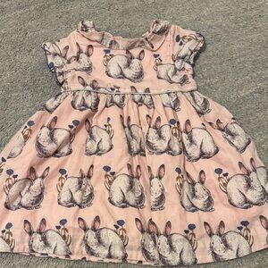 Pink Chicken Pink Bunny Pattern Kids Dress